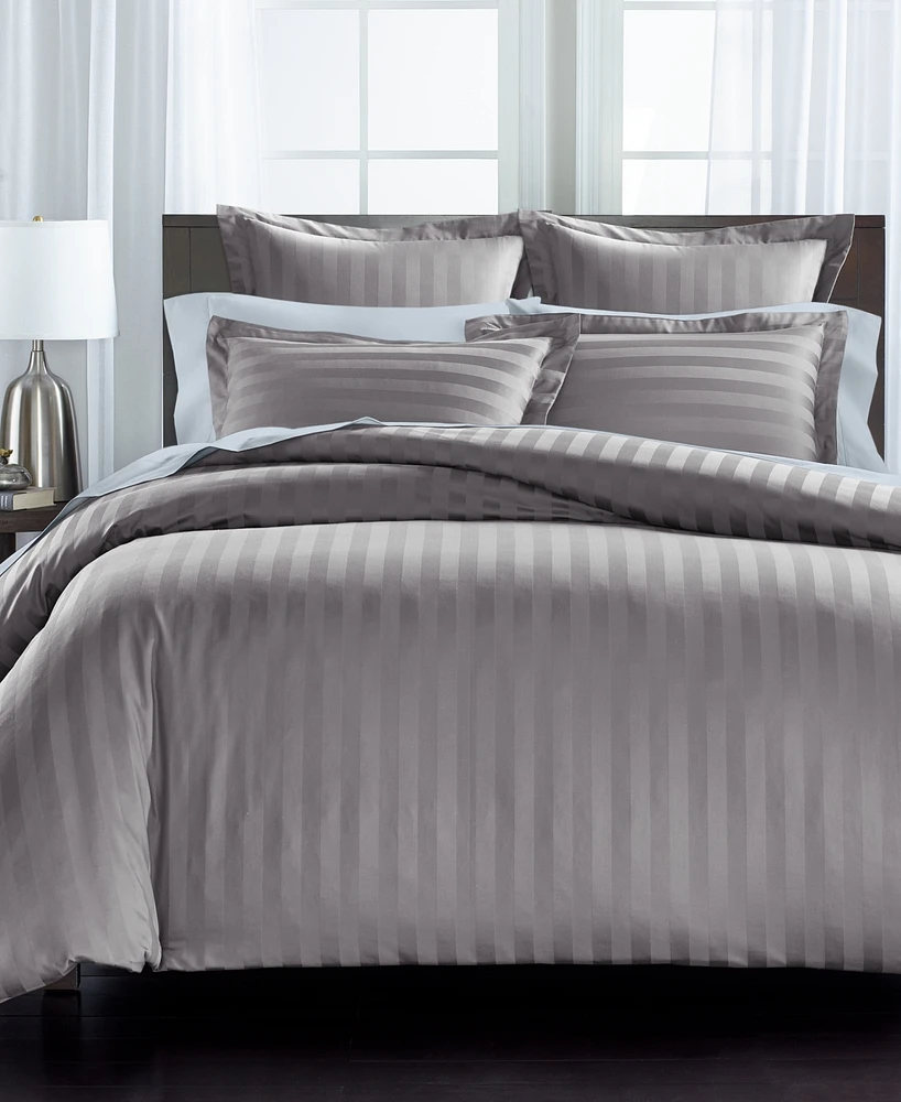 Charter Club Damask 1.5" Stripe 550 Thread Count 100% Cotton 3-Pc. Duvet Cover Set, Full/Queen, Exclusively at Macy's