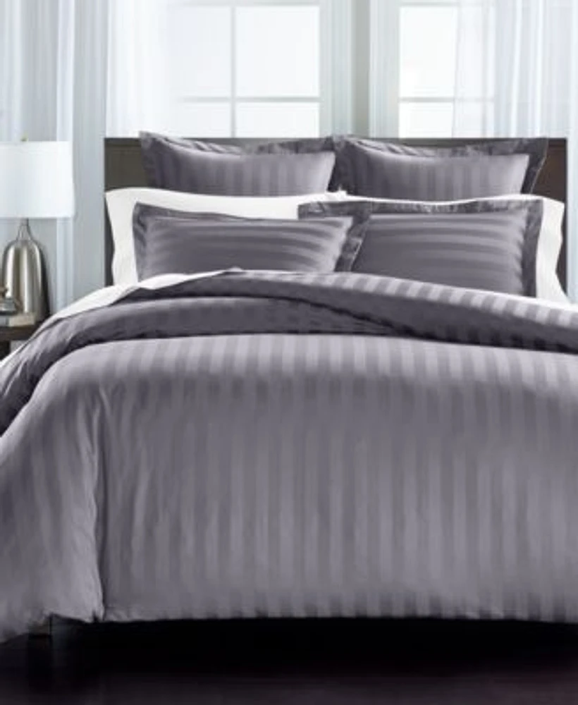 Charter Club Damask 1.5 Stripe 550 Thread Count 100 Cotton Duvet Cover Sets Exclusively At Macys