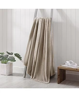 Poppy & Fritz Solid Plush-Fleece Grey Blanket-Full/Queen