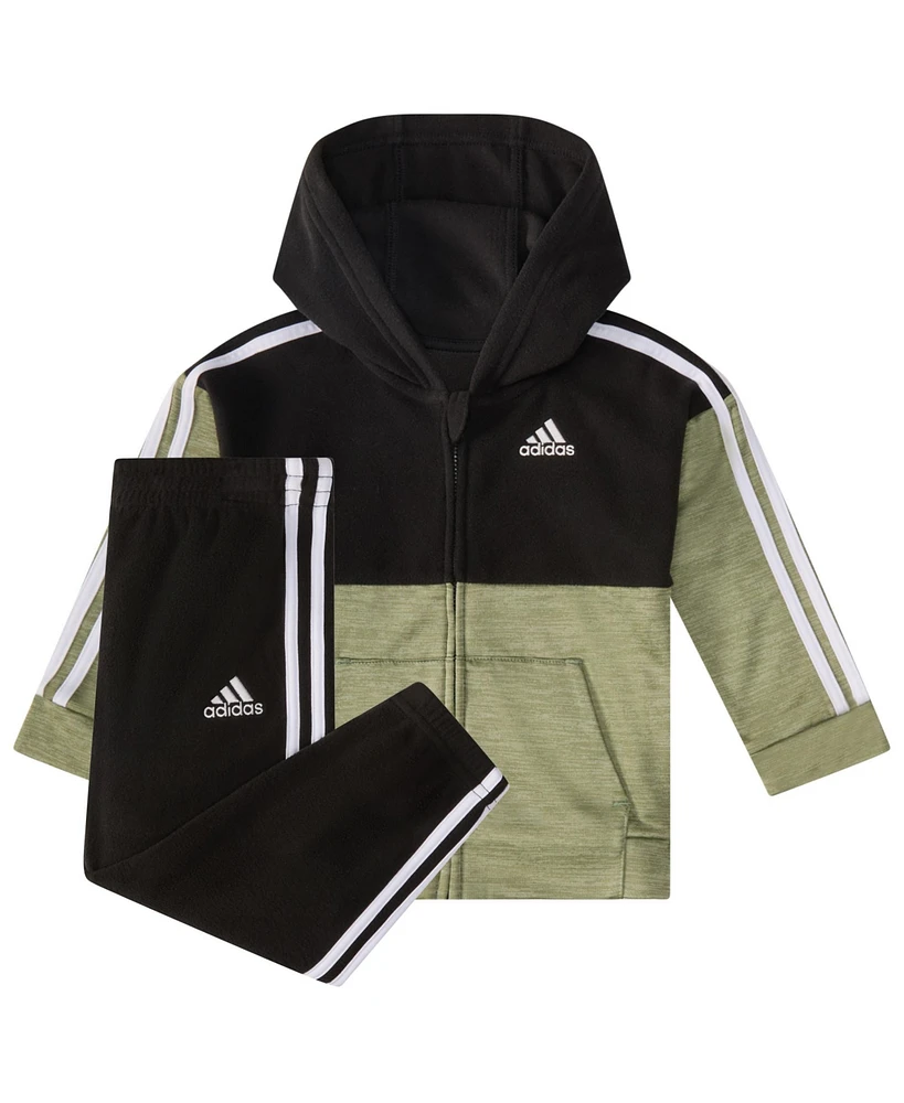 adidas Baby Boy Hooded Mix Jacket and Jogger, 2-Piece set