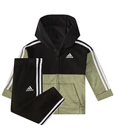 adidas Baby Boy Hooded Mix Jacket and Jogger, 2-Piece set