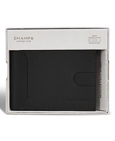 Champs Men's Onyx Collection Leather Bi-Fold Clip Wallet