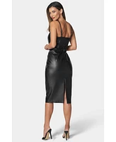 Bebe Women's One Shoulder Faux Leather Blazer Dress