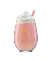 JoyJolt Disney Princess Sketch Stemless Wine Glasses, Set of 4