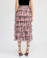 En Saison Women's Lyra Tiered Midi Skirt