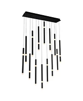 Cwi Lighting 46" Metal Flute 14 Light Led Chandelier