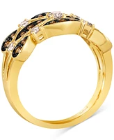 Le Vian Nude Diamond & Chocolate Diamond Triple Row Openwork Statement Ring (3/4 ct. t.w.) in 14k Gold