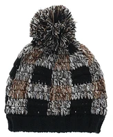 Fraas Buffalo Check Marled Fleece Lined Pom Hat