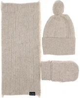 Fraas Melange Solid Hat/Mitten/Scarf Set