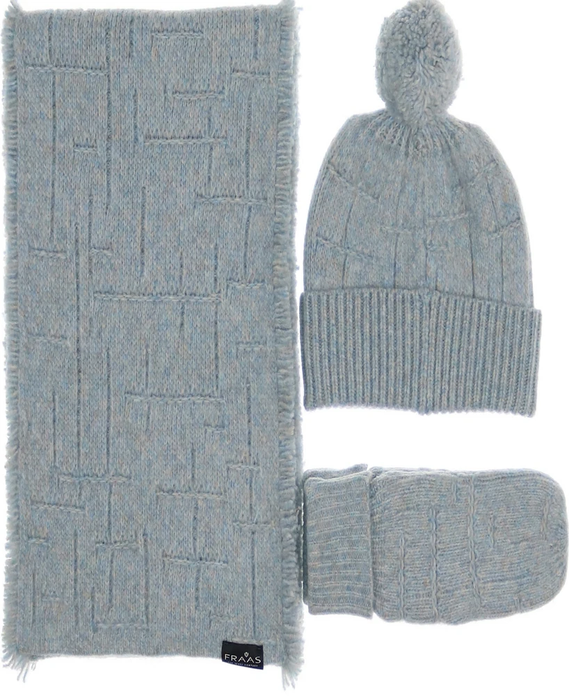 Fraas Melange Solid Hat/Mitten/Scarf Set