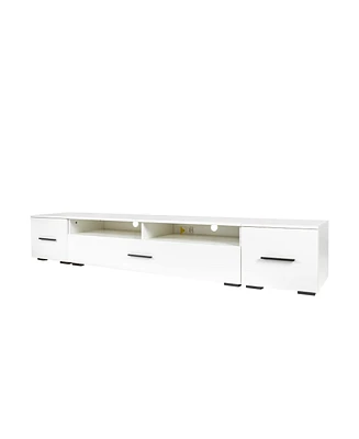 Slickblue Extended Minimalist Tv Stand with Color-Changing Led Lights Stylish Entertainment Center for Modern Homes