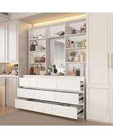 Famapy White 3-in-1 Tall Storage Cabinet with 9 Drawers & 10 Open Shelves