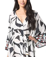 Vince Camuto Women's Printed Front-Tie Robe Swim Cover-Up