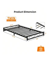 gaomon Bed Frame, Metal Low Platform Bed Frame, With Wavy Pattern, Metal Slat Support, Mattress Foundation And No Box Spring Needed