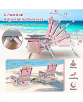Sugift 2 Pieces Folding Backpack Beach Chair with Pillow