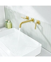 Flynama 2-Handle Wall Mounted Faucet in Brushed Gold