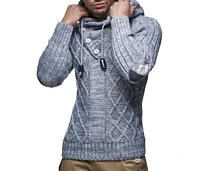 Leif Nelson Men's Men s Knitted Pullover | Long-sleeved slim fit hoodie | Basic winter hoodie-sweater for Men