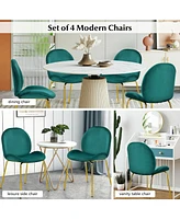 Gymax 4PCS Velvet Dining Chair Accent Leisure Armless Side Green