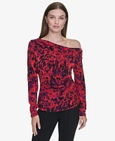 Halston Women's Printed Off-The-Shoulder Top