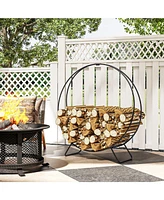 Outsunny 40" Waterproof Firewood Rack with Cover, Outdoor Indoor Log Rack