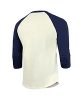 Majestic Men's Cream/Navy New York Yankees 2024 World Series Raglan Softhand 3/4-sleeve T-shirt