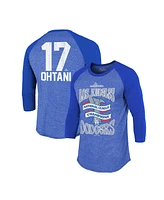 Majestic Men's Shohei Ohtani Royal Los Angeles Dodgers 2024 National League Champions 3/4-sleeve Name Number Raglan Tri-blend T-shirt