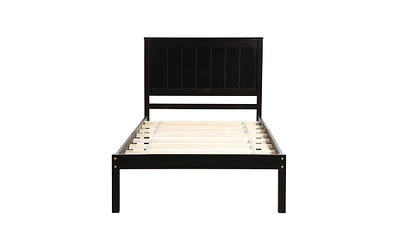 Slickblue Platform Bed Frame with Headboard - Wood Slat Support, No Box Spring Needed for Convenience