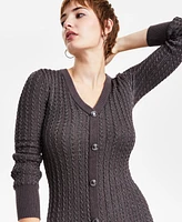 Guess Women's Josie Ribbed V-Neck Cardigan Dress