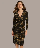 Donna Karan New York Women's Hardware-Trim Faux-Wrap Dress