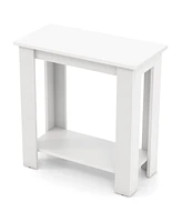 Gymax 2-Tier End Table Modern Sofa Bedside Table Compact Nightstand with Storage Shelf