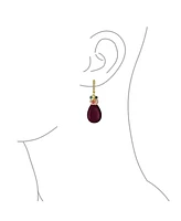 Bling Jewelry Natural Teardrop Stone and Multi-Color Beads Accent Crystal Drop Earrings Gold Plated