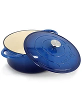 MegaChef 6.35 Quart Round Enameled Cast Iron Dutch Oven with Self Basting Lid
