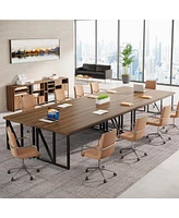 Tribesigns 26FT Conference Room Table for 12-16 People, Wood Long Training Table with Heavy-Duty Frame, Business Table for Office, 4PCS