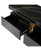 Slickblue Luxury Tv Stand with High Gloss Faux Marble Top Stylish Console for TVs Up to 78 Inches