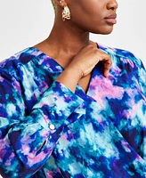 I.n.c. International Concepts Plus Tie-Dyed Surplice Blouse, Exclusively at Macy's