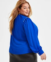 I.n.c. International Concepts Plus V-Neck Studded Blouse, Exclusively at Macy's