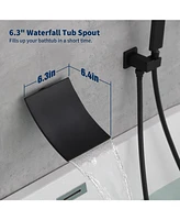 Slickblue Male Npt Waterfall Shower Head with Handheld Tub Faucet with High Flow and Curved Spout