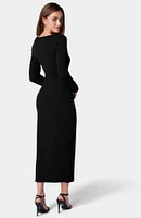 Bebe Women's Long Sleeve Square Neck Rib Maxi Dress