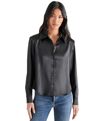 Steve Madden Women's Asa Charmeuse Shoulder Pad Shirt