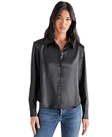 Steve Madden Women's Asa Charmeuse Shoulder Pad Shirt