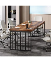 Tribesigns 6.56 ft Conference Table for 6-8 People,Industrial Long Business Table, Large Rectangle Meeting Seminar Table