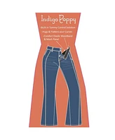 Indigo Poppy Women's Tummy Control Seamed Detail Flare Wide Leg Jean