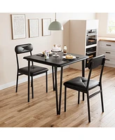 gaomon Dining Table for 2, Small Square kitchen Dinner Table Set for 2,Space Saving Wood Modern Dinette With Upholstered,3 Piece