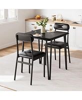 gaomon Dining Table for 2, Small Square kitchen Dinner Table Set for 2,Space Saving Wood Modern Dinette With Upholstered,3 Piece