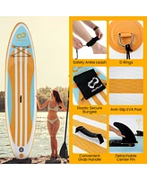 Hongge Inflatable Stand up Paddle Board with Adjustable Paddle and 3 Fins for Adults and Youths