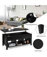 Gymax Lift Top Coffee Table w/ Storage Compartment Shelf Living Room Furniture Black