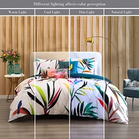 Bebejan Tropical Fusion Bedding 200 Thread Count 100% Cotton Sateen 5 Piece King Size Reversible Comforter Set