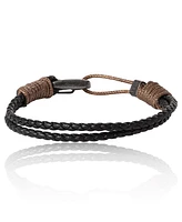 Lucky Brand Black Braided Leather Bracelet - Rugged Men s Adjustable Rope Bracelet