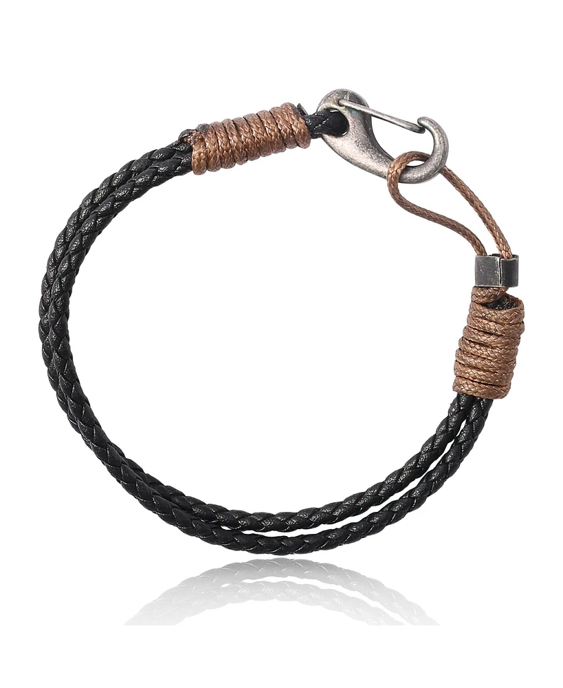 Lucky Brand Black Braided Leather Bracelet - Rugged Men s Adjustable Rope Bracelet