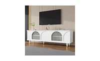Slickblue Contemporary Tv Stand for TVs Up to 78'' - Stylish Media Console with Adjustable Shelves & Gold Handles